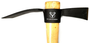 Staplefords Reinforced Steel Pick Axe Grubbing Cutter Mattock with Shock Absorbing Hardwood Handle - 900mm length